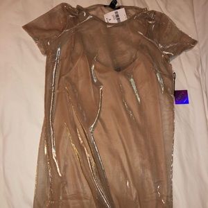 Metallic slip mini dress